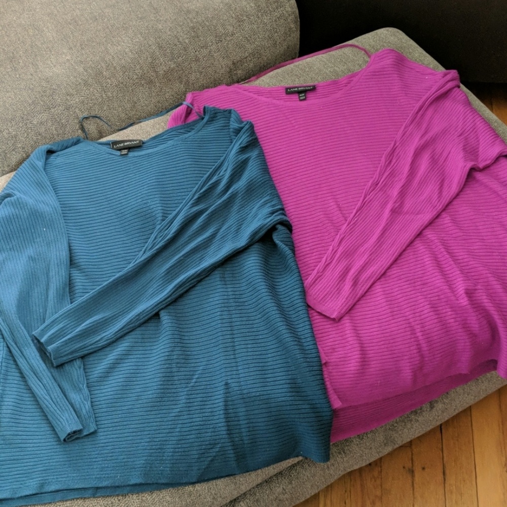 Ribbed scoop neck sweaters